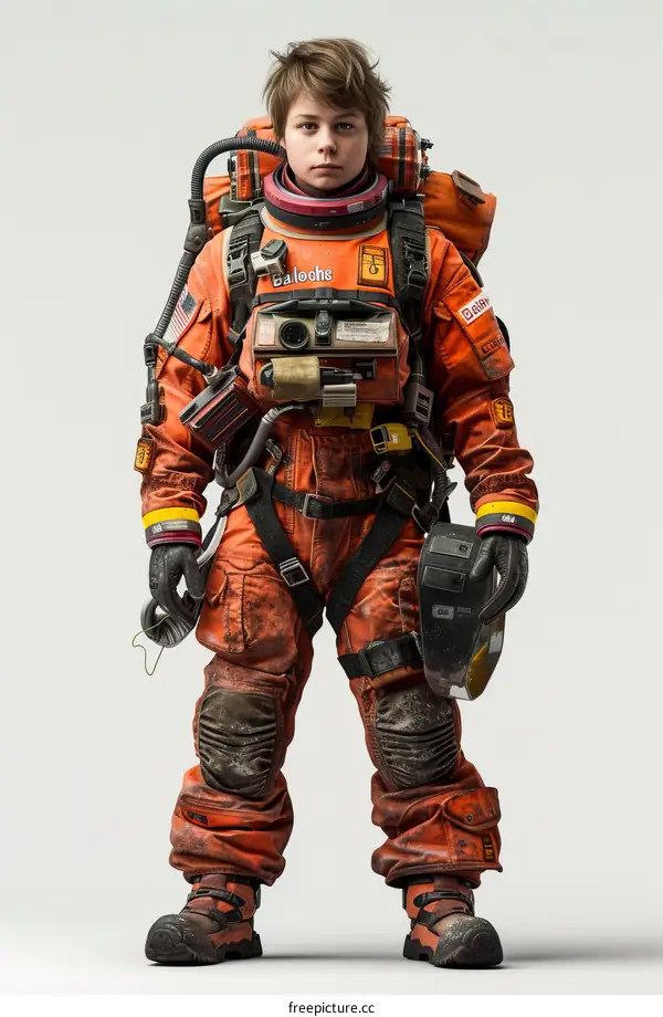 Young Astronaut in an Orange Spacesuit