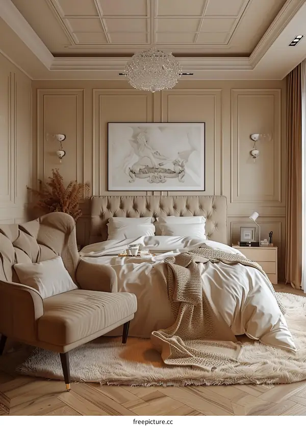 Elegant Beige Bedroom Interior Design