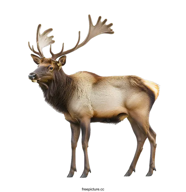 [Transparent Background PNG]Elk Standing Isolated on White Background