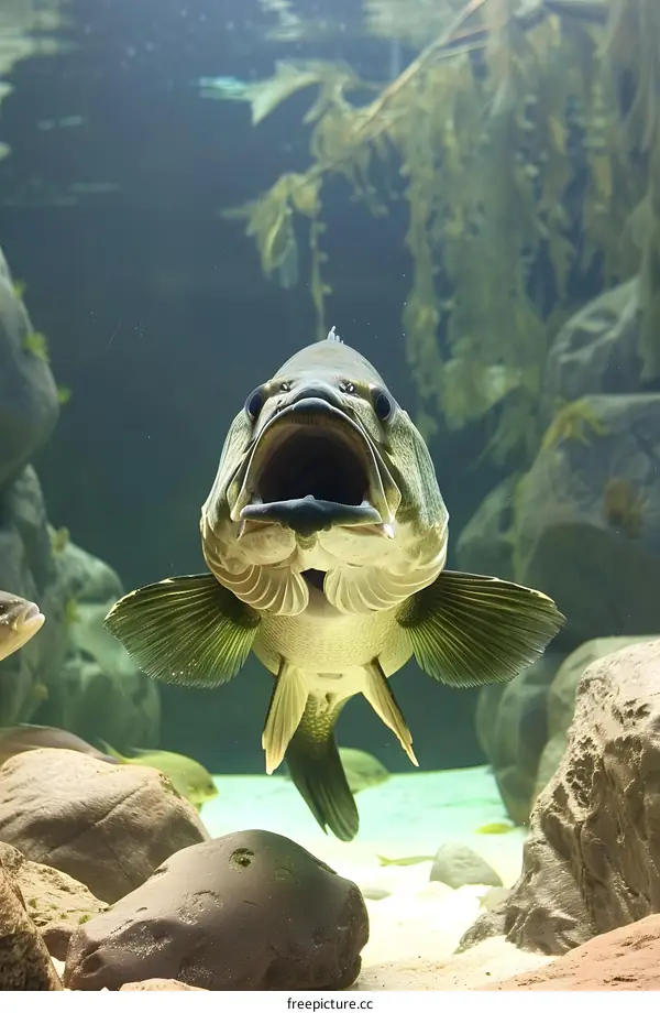 Largemouth bass fish underwater