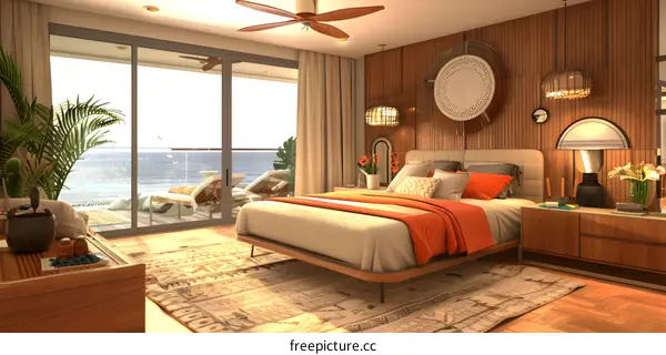 Modern Bedroom Interior Design with Ocean View