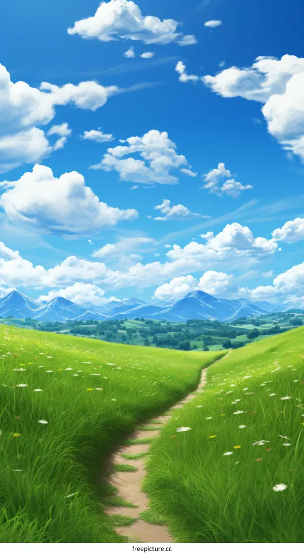 Fantasy Green Rolling Hills Landscape