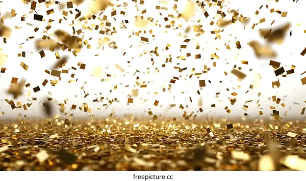Golden Confetti Falling on Glittery Surface