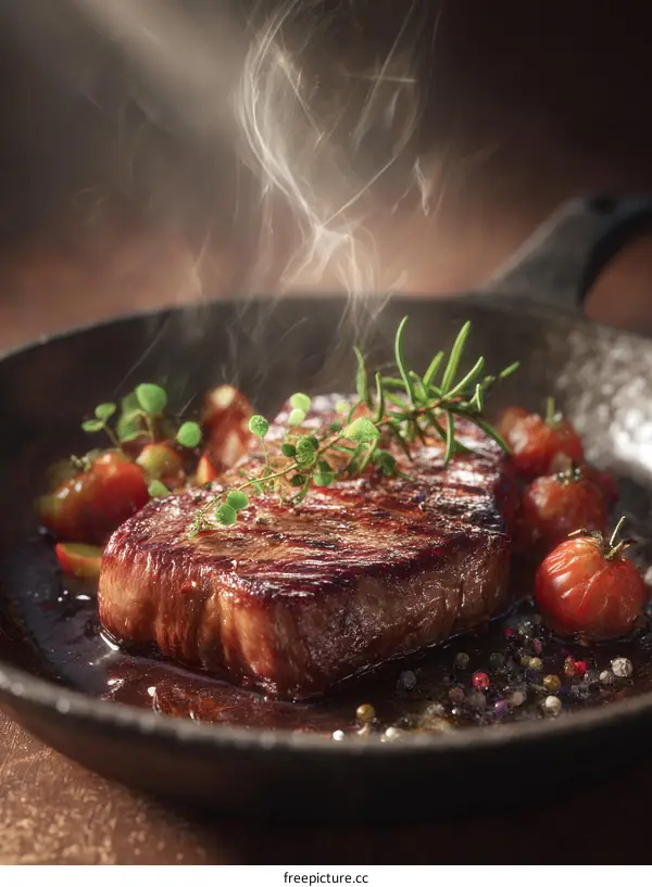 Delicious Grilled Steak with Herbs and Tomatoes