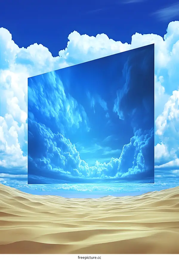 Surreal Desert Landscape With Floating Sky