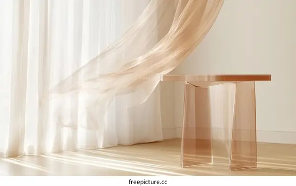 Modern Minimalist Acrylic Side Table with Sheer Curtains