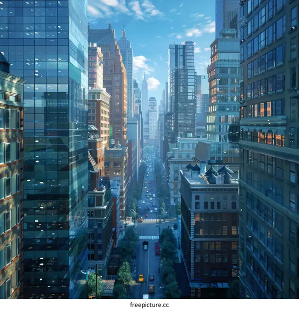 Bustling New York City Streets with Towering Skyscrapers