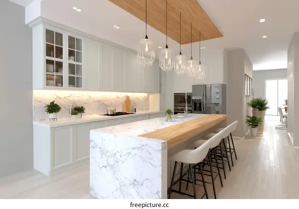 Modern Elegant White Kitchen Design Illustration