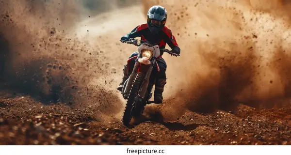 Dirt bike rider in action