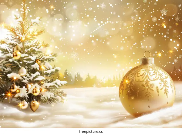 Golden Christmas Tree and Bauble