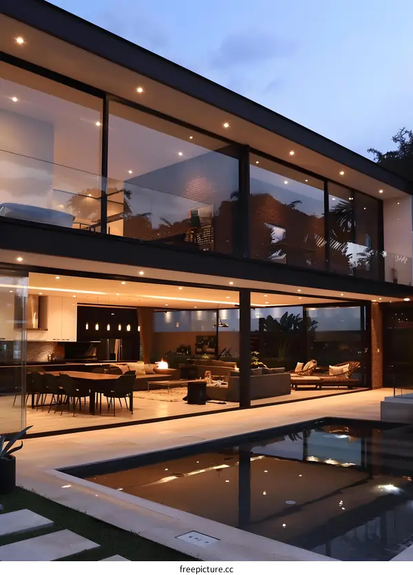 Modern Minimalist House with Pool and Patio