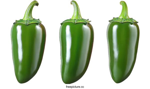 [Transparent Background PNG]Three Vivid Green Jalapeno Peppers