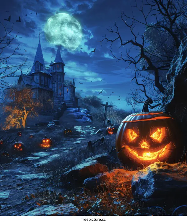 Halloween Pumpkin on Haunted House Hill