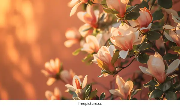 Magnolia Blossoms in Golden Hour Light
