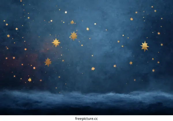 A Dark Night Sky with Golden Stars