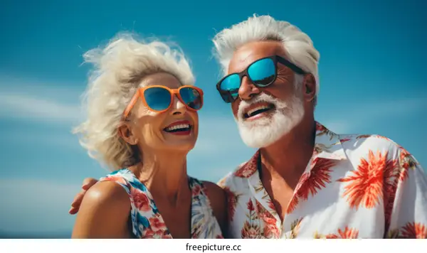 Happy retired couple on vacation