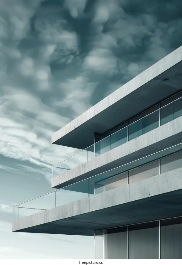 Balcony with a view of the cloudy sky