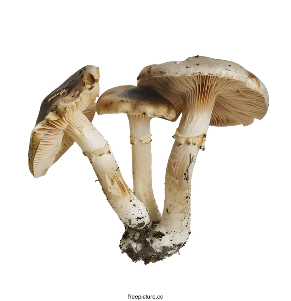 [Transparent Background PNG]Three Brown Mushrooms Isolated On White Background