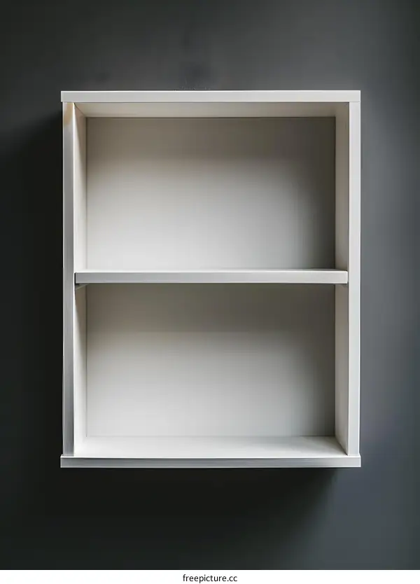 Simple White Wall Shelf with Two Shelves