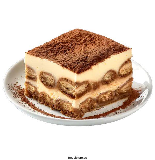 [Transparent Background PNG]Authentic Tiramisu on a Plate