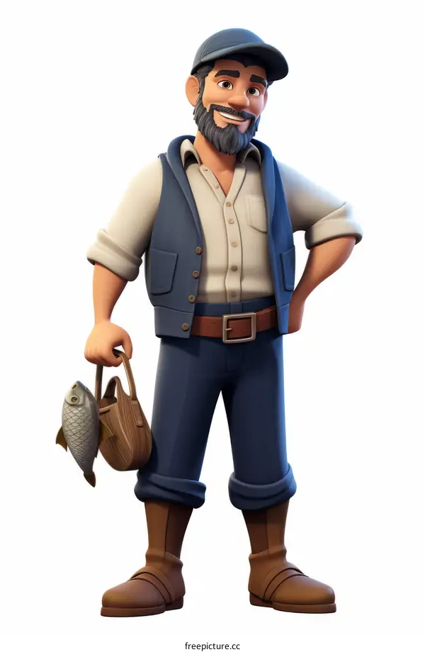 Fisherman with Catch: A Basket Full of Fish