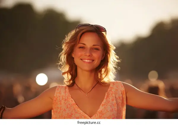 Smiling Woman at a Festival