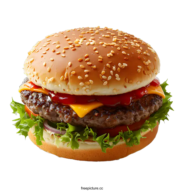[Transparent Background PNG]Delicious cheeseburger on white background