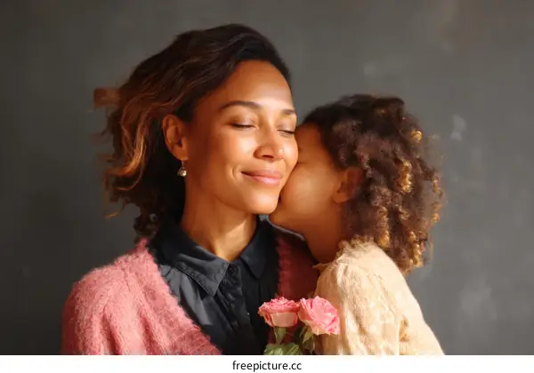 Mother and Daughter Affectionate Moment