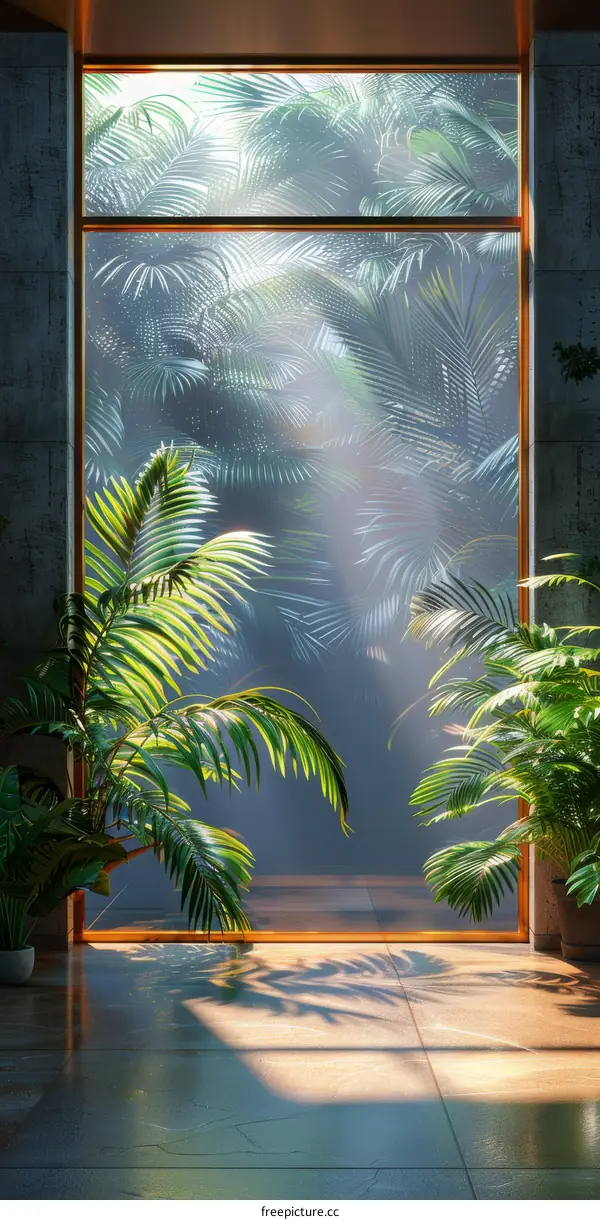 Sunlight Filtering Through Tropical Plants