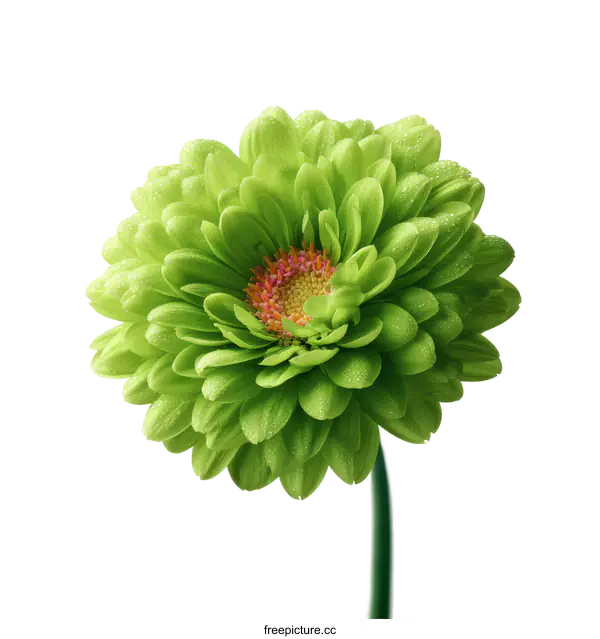 [Transparent Background PNG]Closeup of a Vibrant Green Gerbera Daisy
