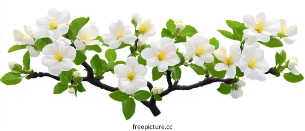 Spring Blossoms Branch with White Flowers