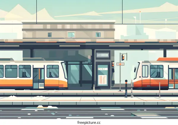 Train Station Platform Illustration
