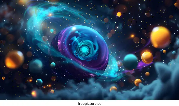 Abstract Colorful Planet in Outer Space