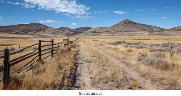 Dirt Road through High Desert Grassland