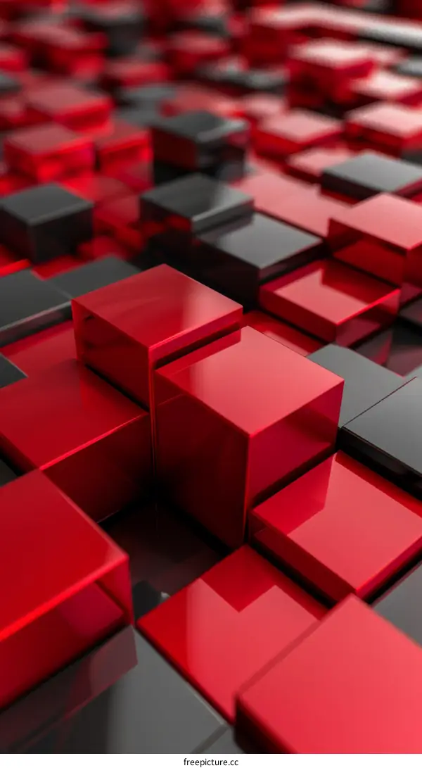 Glossy Black and Red 3D Cubes Background