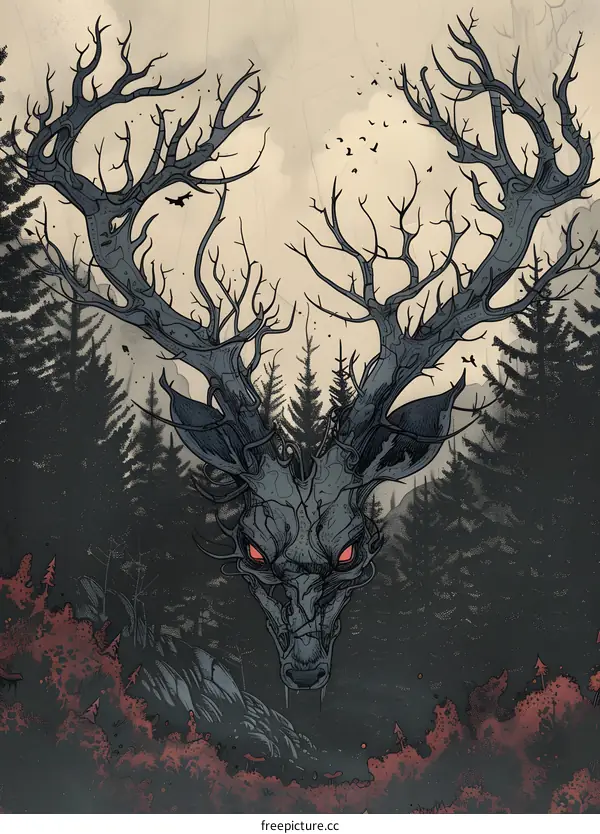 Forest Deer Creature Illustration