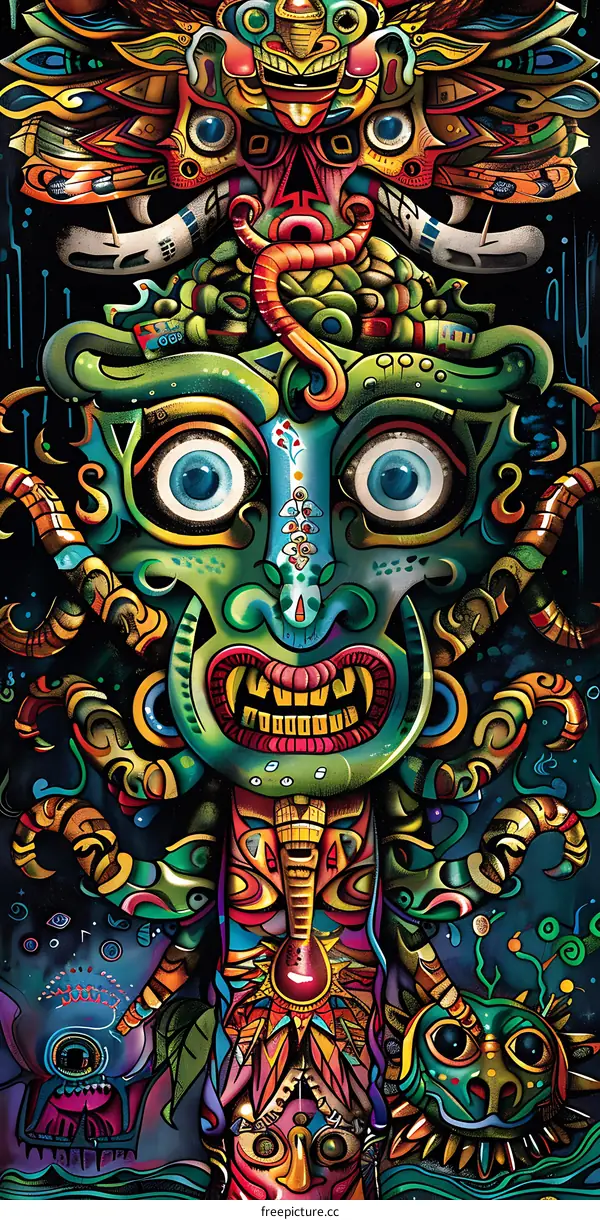 Colorful Abstract Psychedelic Art Illustration