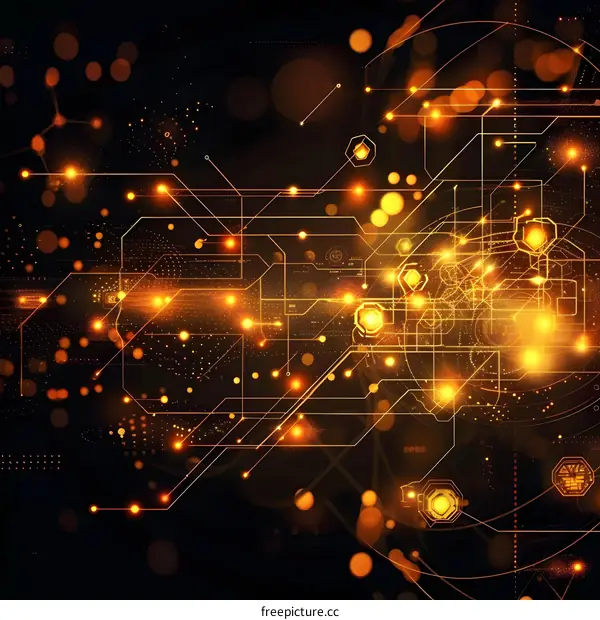 Glowing orange circuit board