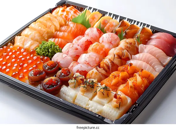 A variety of fresh seafood on a platter