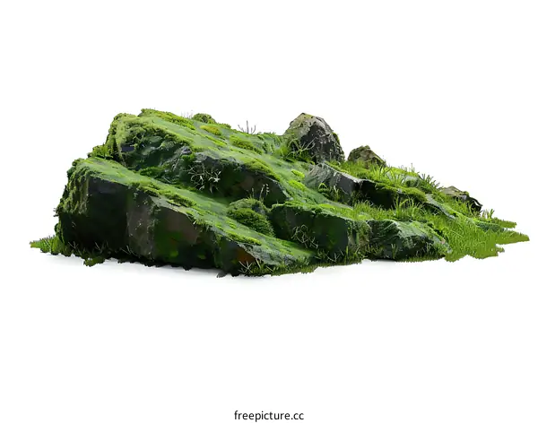 Mossy Rocks Isolated on White Background