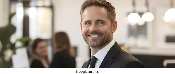 Portrait of a Smiling Businessman in a Suit