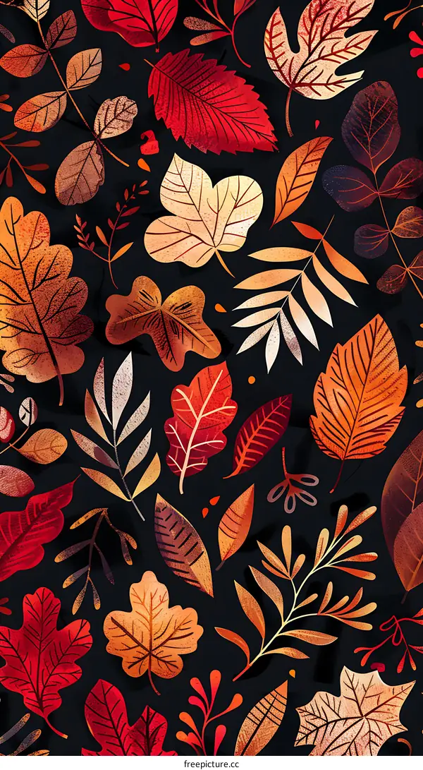 Autumn Leaves Seamless Pattern Illustration