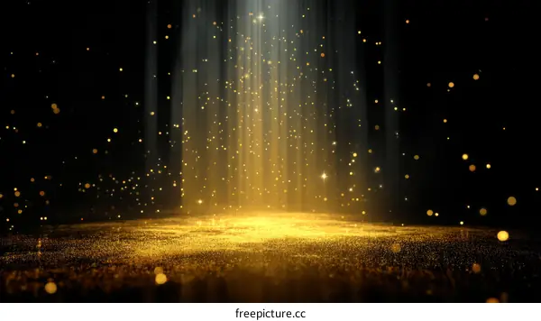 Golden Glitter Stage Background with Light Beams