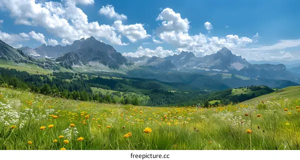 mountain flower field landscape