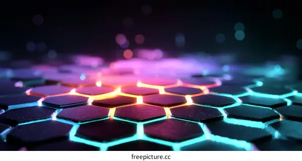 Abstract Neon Hexagon Pattern Background Design