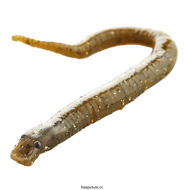 [Transparent Background PNG]Close up of a brown plastic fishing lure shaped like an eel