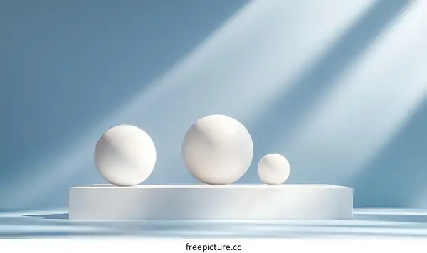 Modern Minimalist Scene with Three White Balls