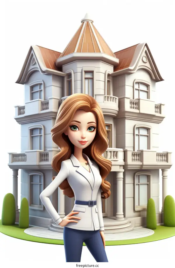 Real Estate Agent Standing in Front of Residential Home