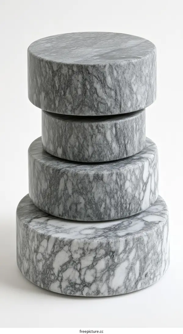 Stack of Grey Marble Decorative Objects