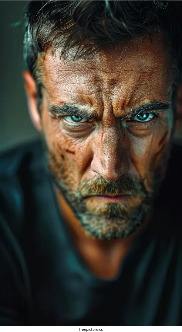 Portrait of a man with scars on his face